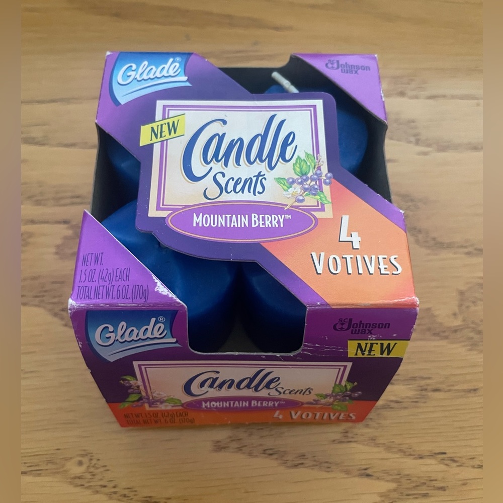 Vintage Glade‎ Candle Scents Mountain Berry Votive Candles NEW